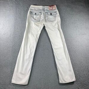 Vintage True Religion Billy Super T Jeans 27 Y2K Low Rise Flare Ice Blue 29x32.5